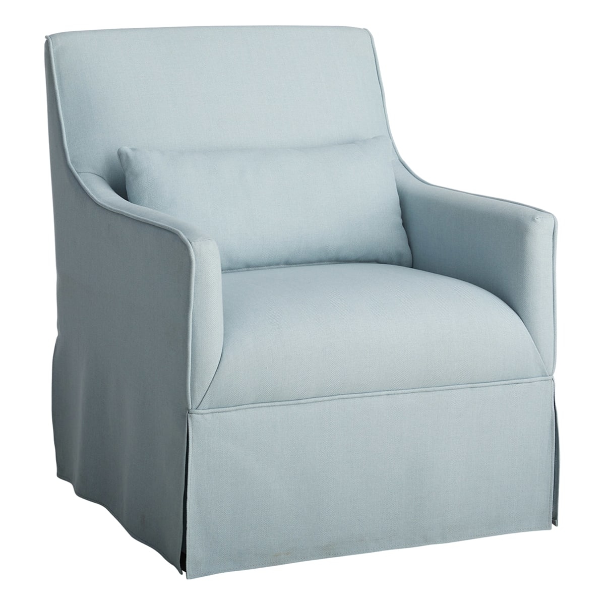 Accent Chair with Pale Blue Skirt and Piping Detail