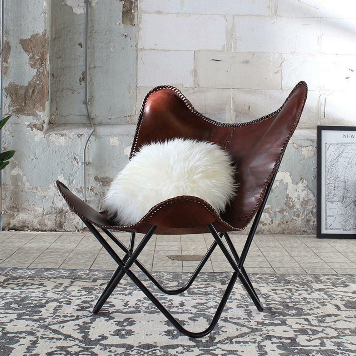 Accent Chair with Whipstitch Edge and Reddish Brown Sling