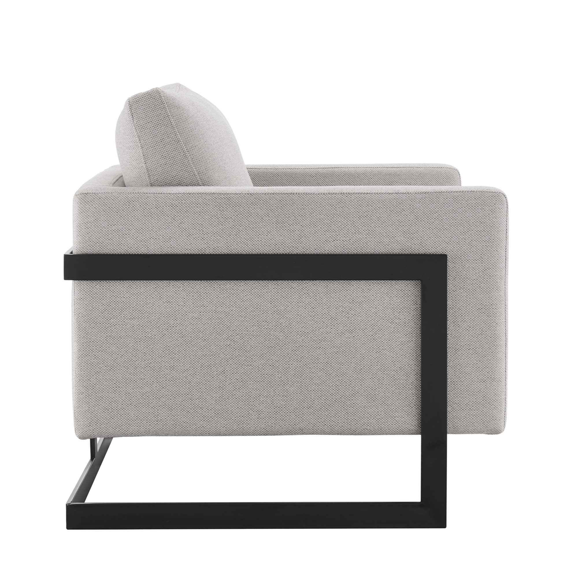 Accent Chair Wrap Around Metal Frame Boxy Industrial Lounge
