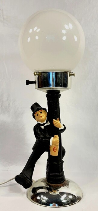 Accent Lamp with Character Sculpture and Milk Glass Globe