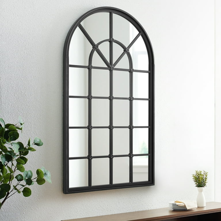 Accent Mirror: Cathedral Style Arch Matte Black Metal Frame