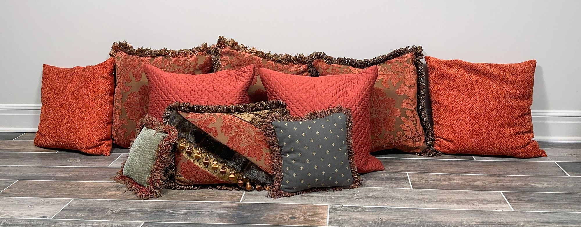 Accent Pillows Brush Fringe Damask Traditional Damask Pillows