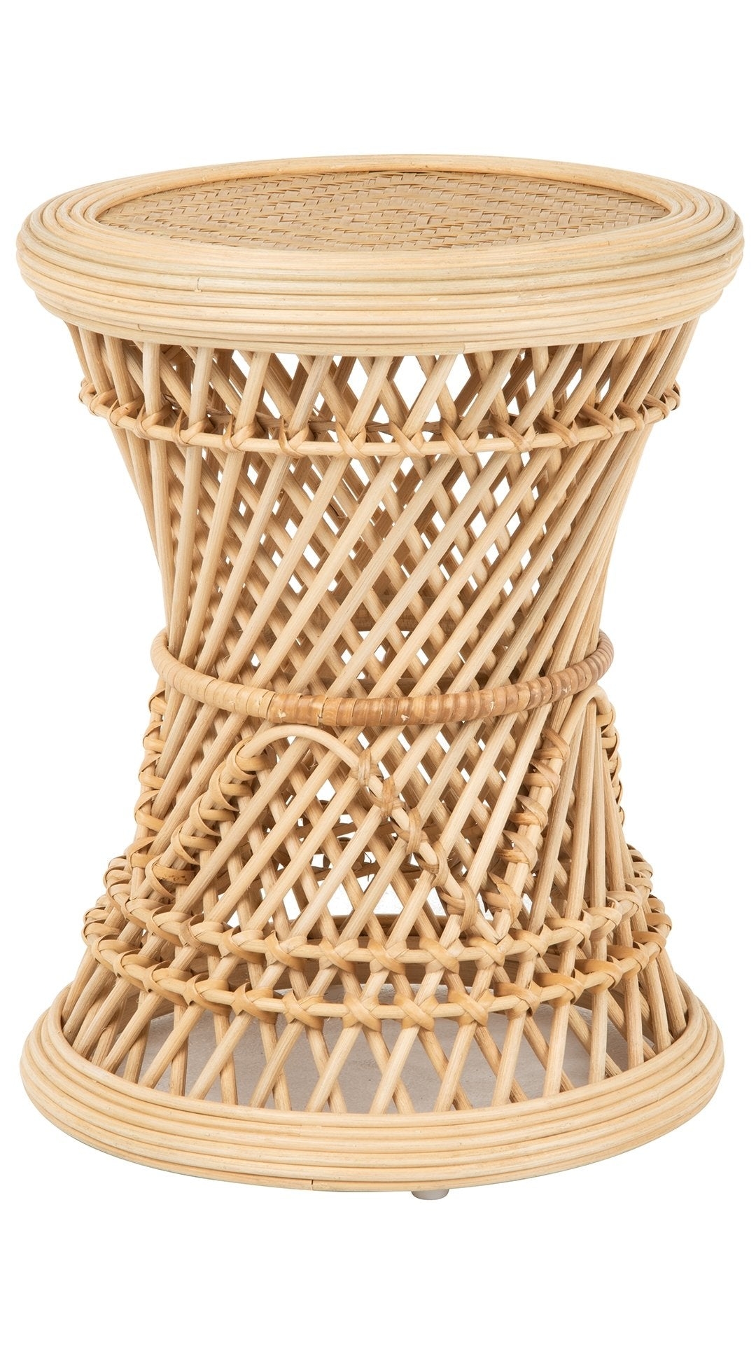 Accent Stool Hourglass Silhouette Open Lattice Weave