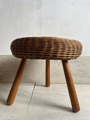 Accent Stool Tripod Base with Tapered Mid Century Legs