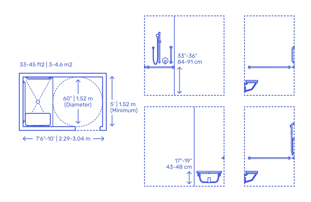 Accessible Bathroom Layout ADA Shower Seat Dimensions Plan