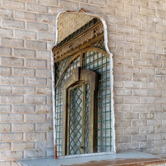 Arch Mirror Keyhole Top Arch Distressed White Iron Mirror