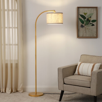 Arched Floor Lamp with Gold Toned Arched Neck