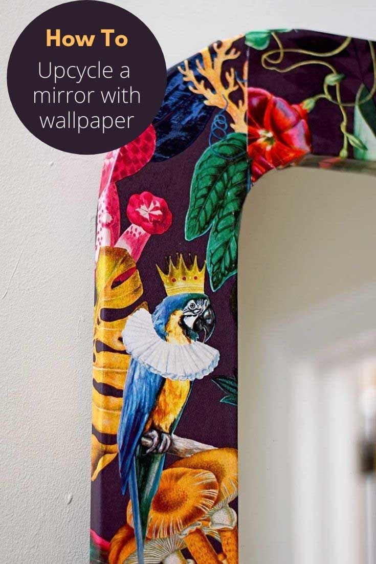 Arched Mirror: Parrot Wallpaper Whimsical Parrot DIY