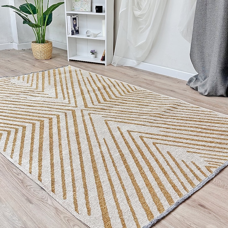 Area Rug Chevron Geometric Pattern Cream Area Rug