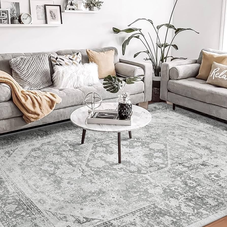 Area Rug: Distressed Tonal Pattern with Large Scale Motif