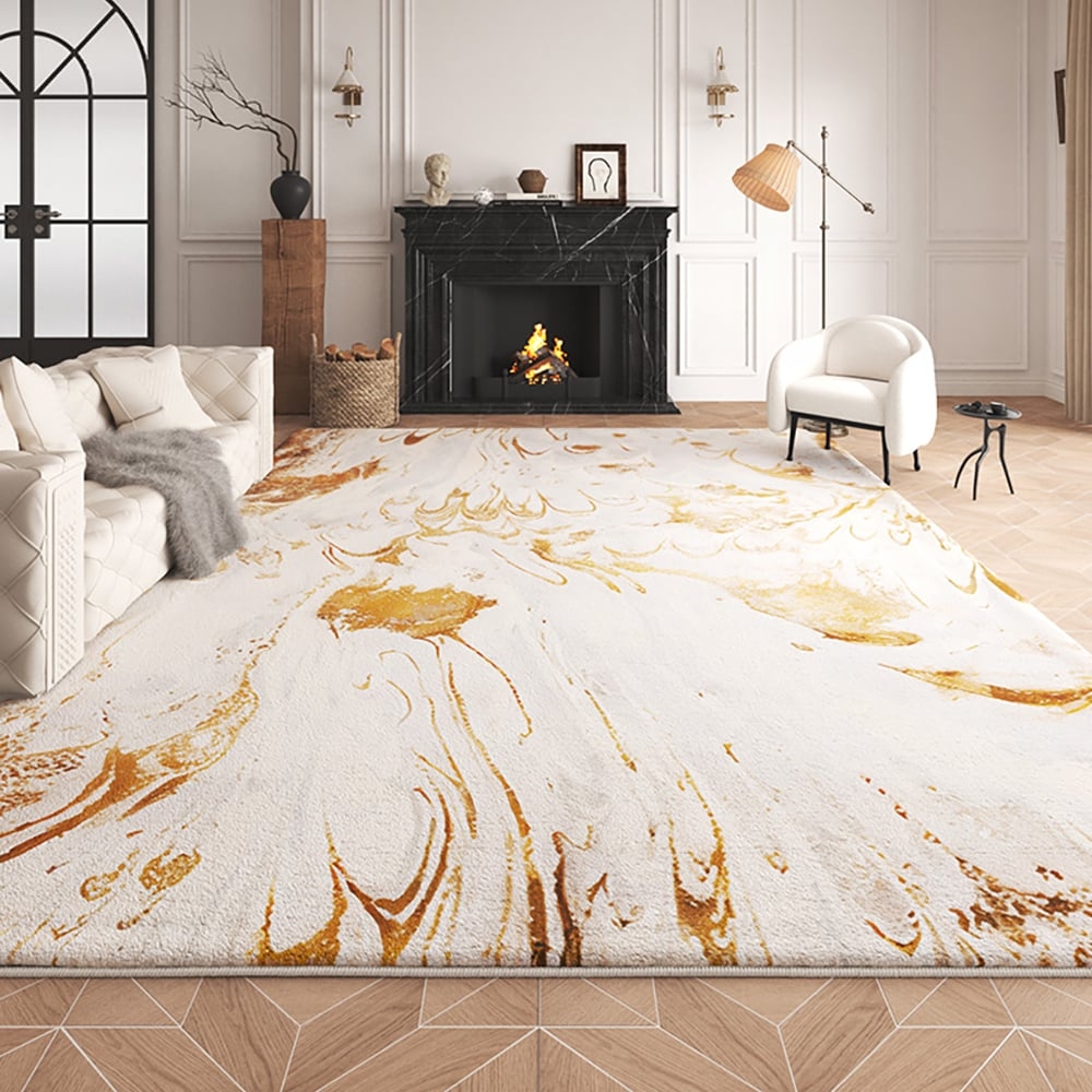 Area Rug Liquid Swirl Pattern Statement Amber Carpet