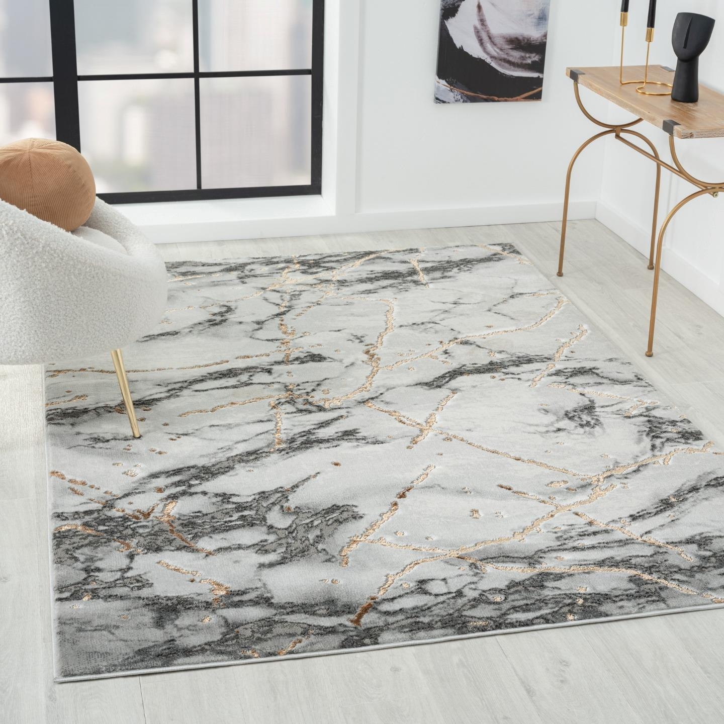 Area Rug Marble Abstract Design Contemporary Glam Room