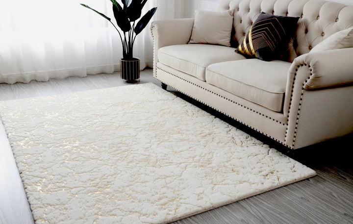 Area Rug Marbled Metallic Pattern Metallic Crackle Rug