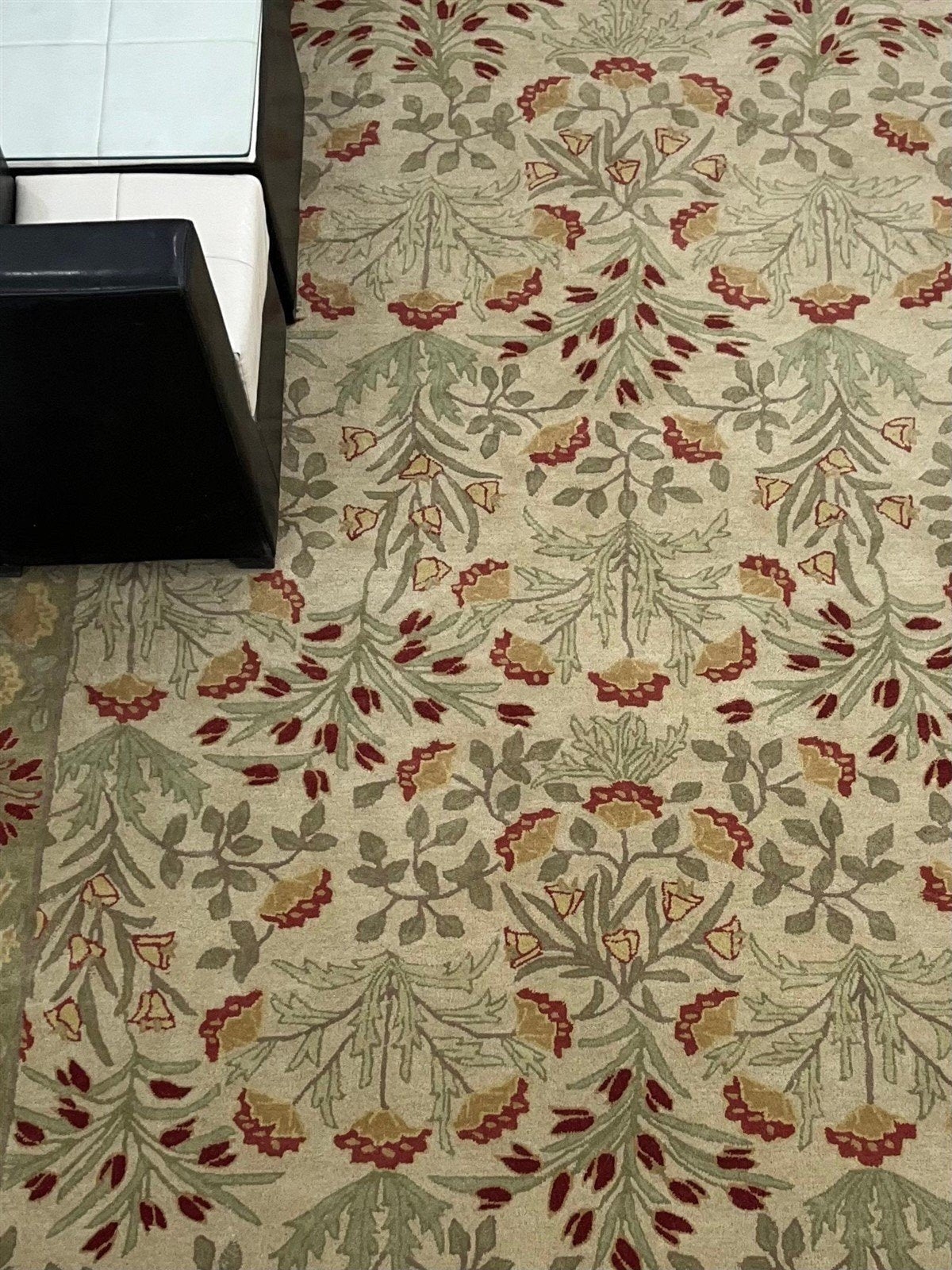 Area Rug Mirrored Symmetry Botanical Pattern Oushak Style