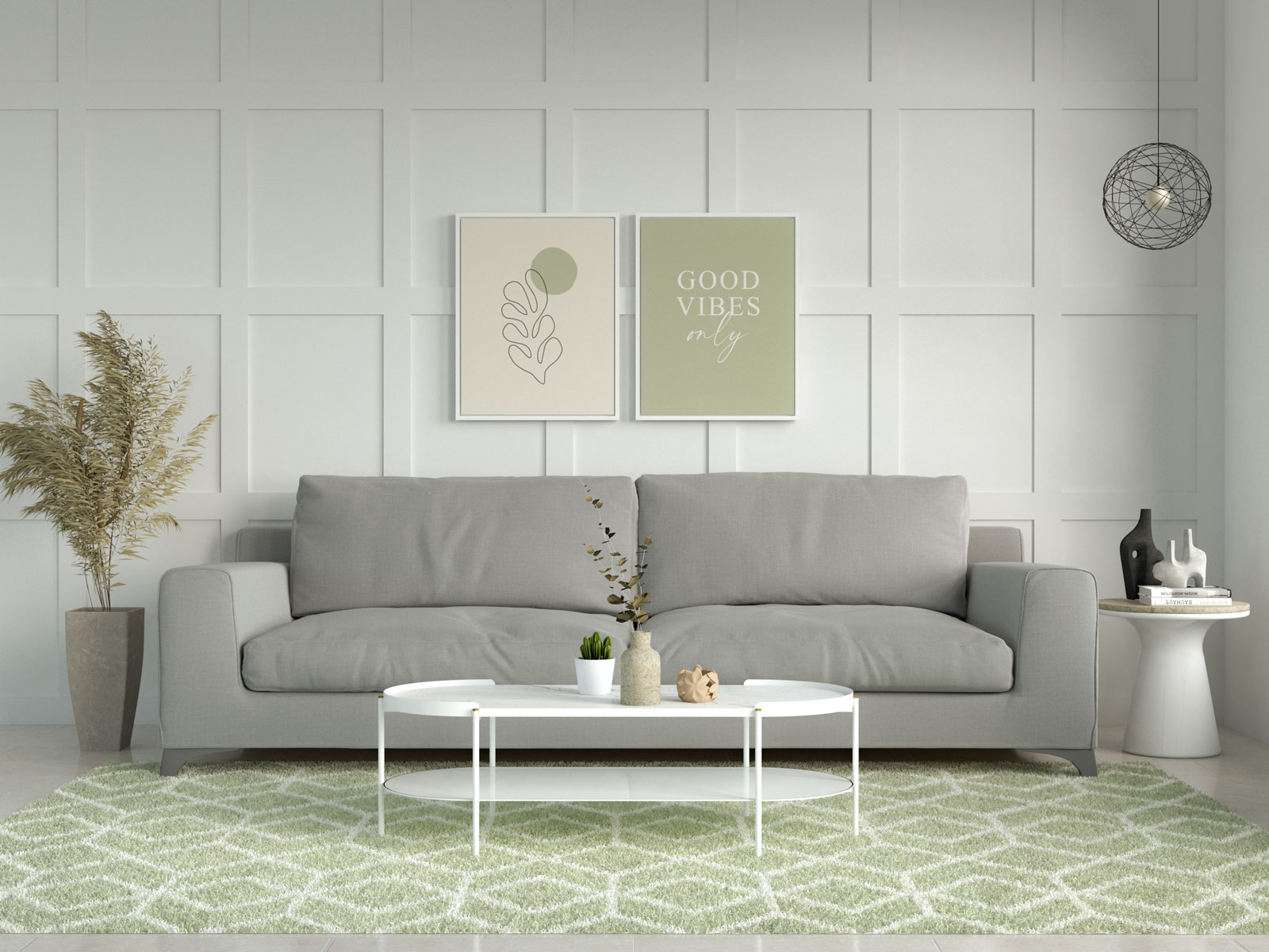 Area Rug: Sage Green Geometric Rug with Honeycomb Pattern