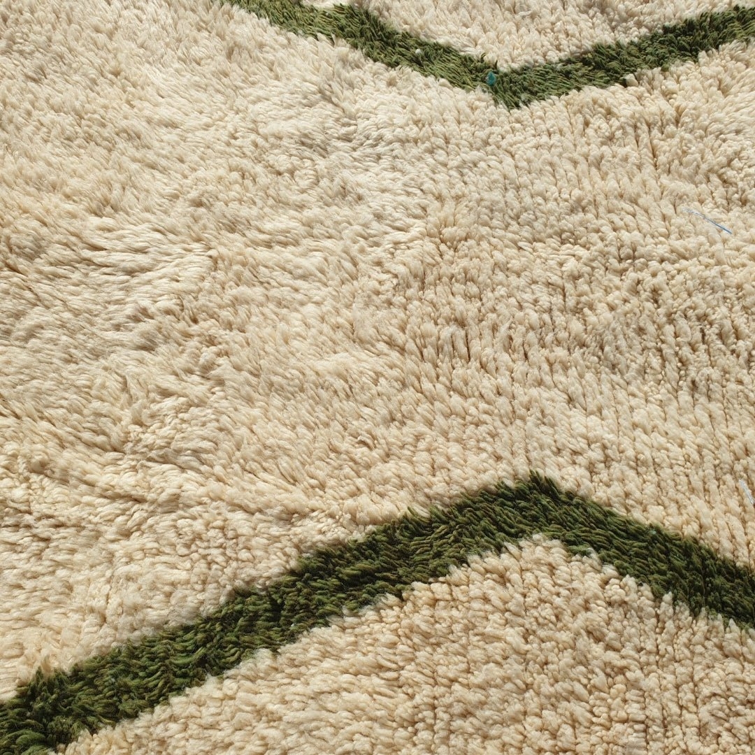 Area Rug Ultra Soft Green Waves Shaggy Beni Ourain