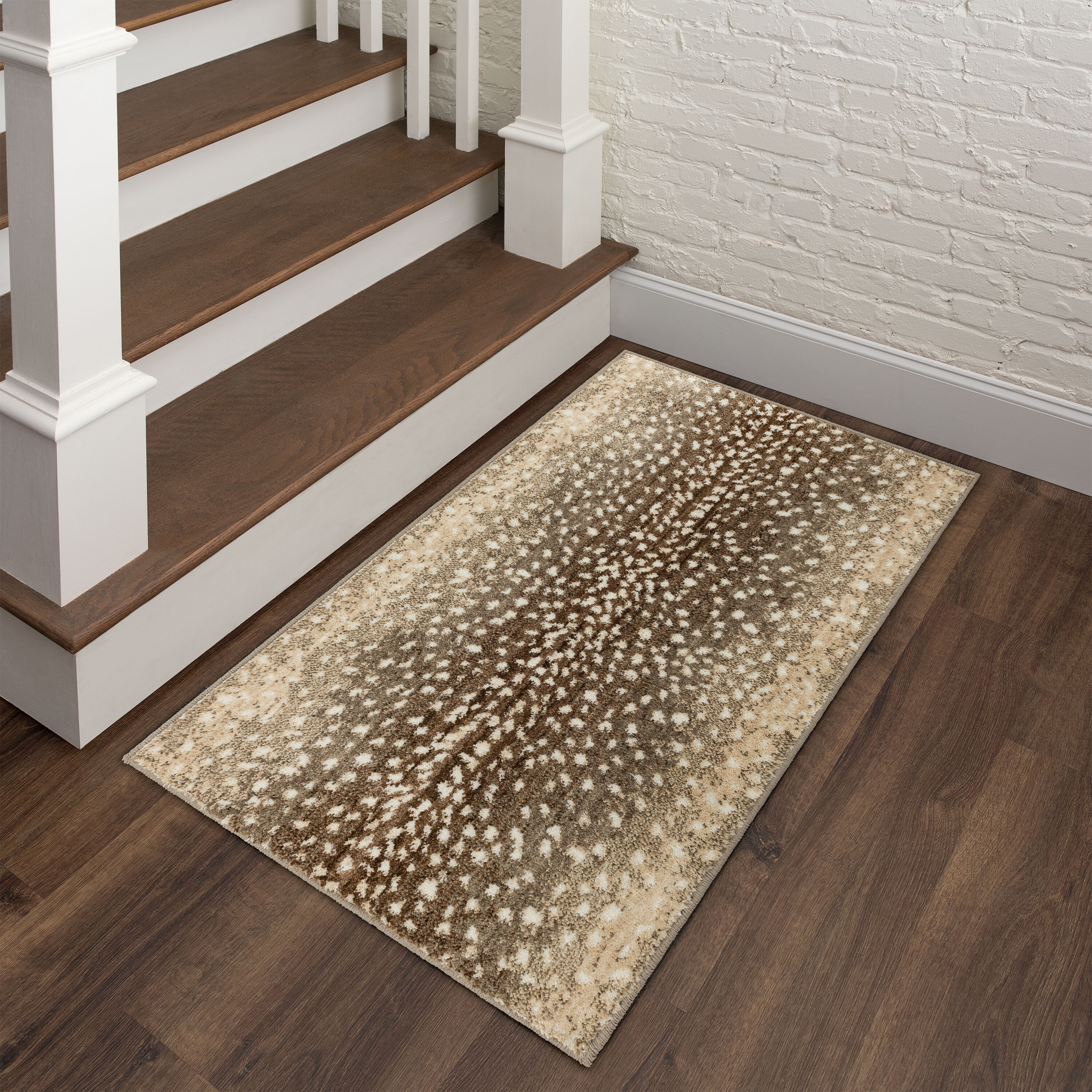 Area Rug with Greige Tones and Spotted Animal Motif