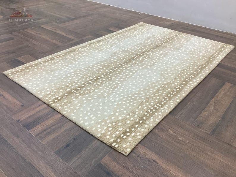Area Rug with Herringbone Wood Background Animal Print