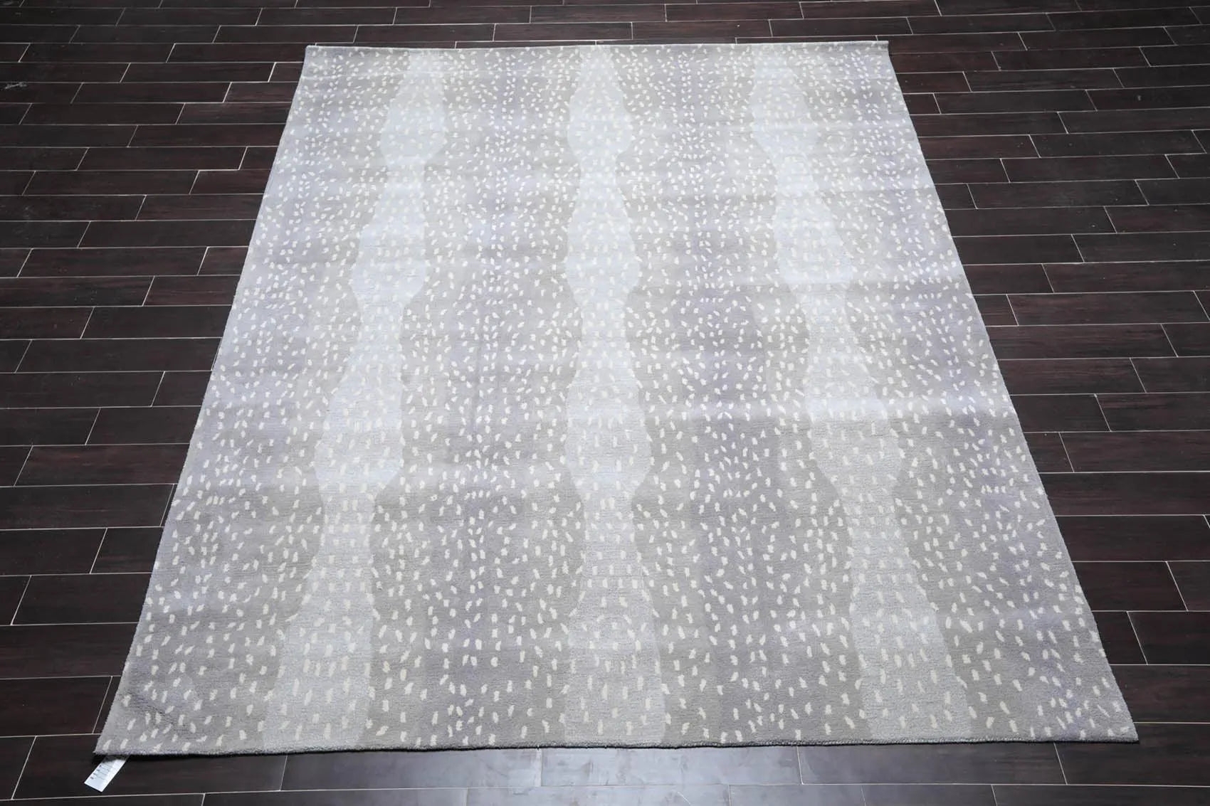 Area Rug with Wavy Vertical Stripes and Wool Texture