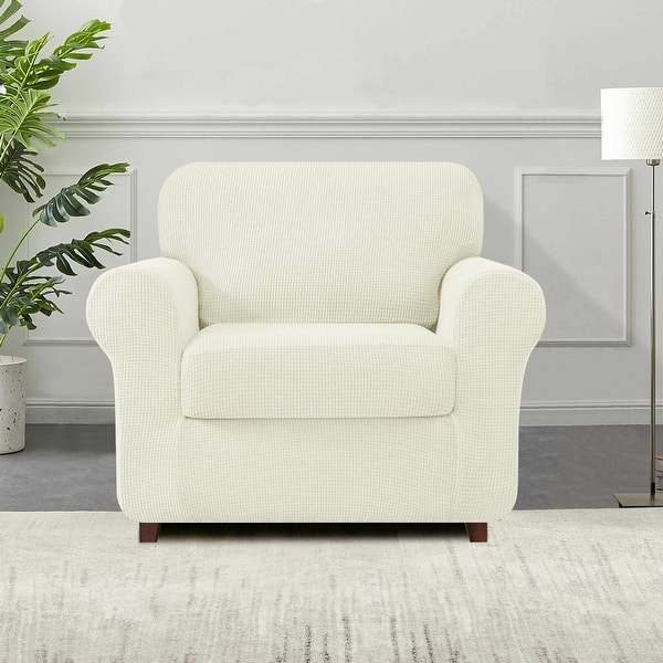 Armchair Slipcover Separate Cushion Waffle Knit
