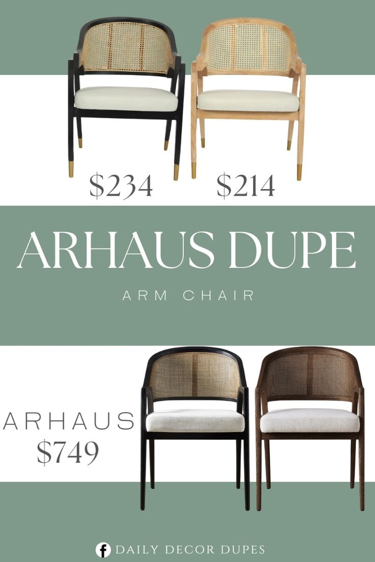 Armchair with Gold Foot Caps Mid-Century Woven Chair