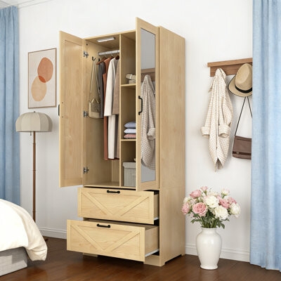 Armoire Wardrobe X-Pattern Fronts Modern Farmhouse