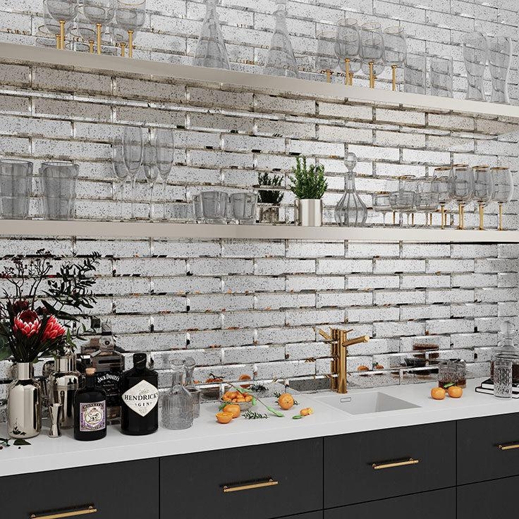 Backsplash Tile Antique Mirror and Glam Bar Design Inspiration