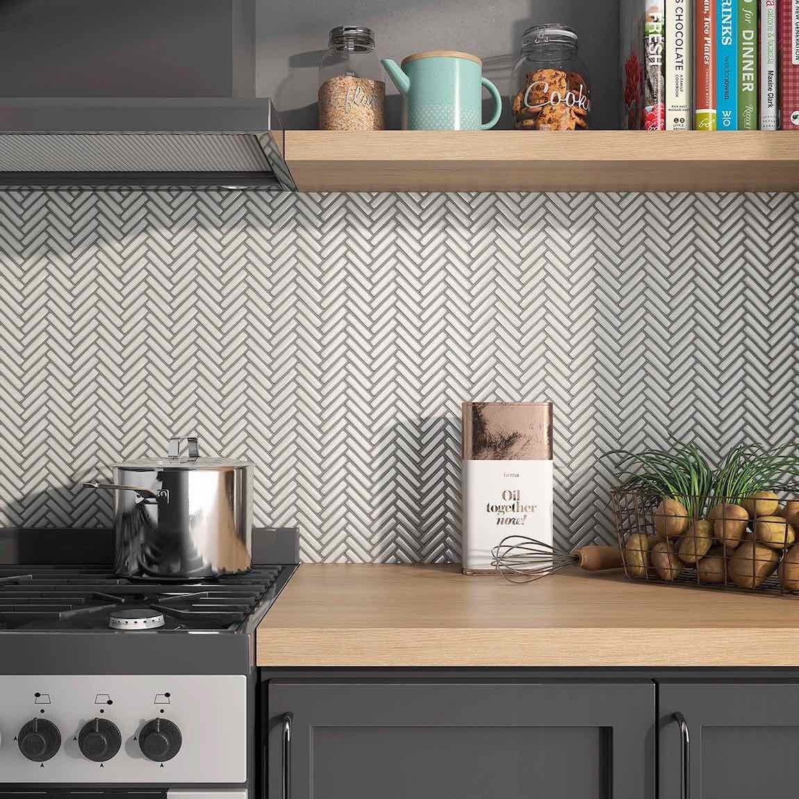 Backsplash Tile Pearl White Mosaic and Modern Farmhouse Tile Design