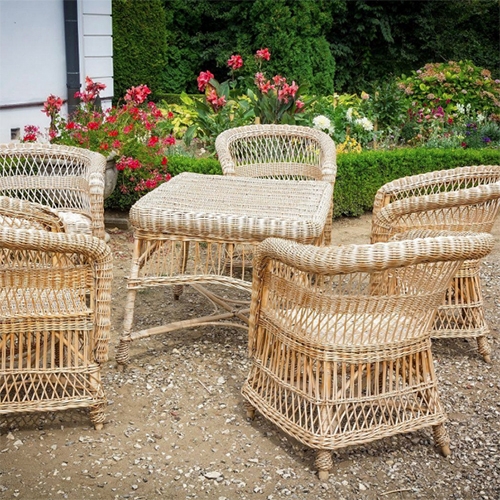 Bamboo Seating Set with Rope Wrapped Joints Garden Furniture