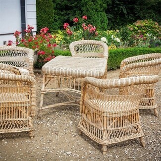 Bamboo Seating Set with Rope Wrapped Joints Garden Furniture