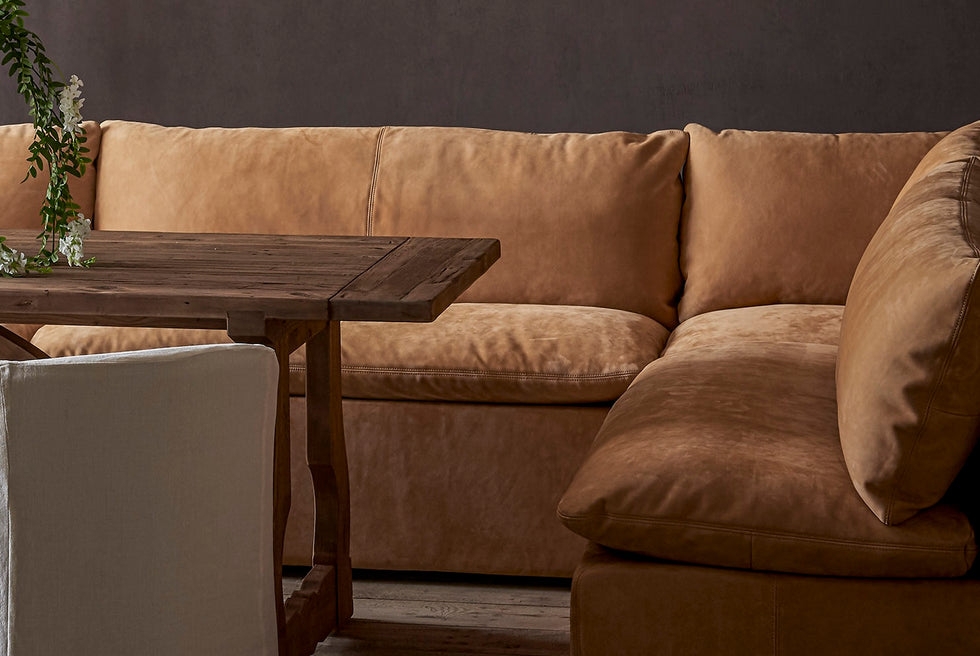Banquette Seating with Deep Seated Cushions and L-Shaped Corner