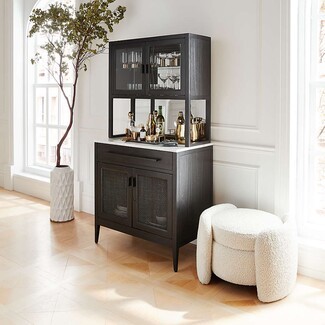 Bar Cabinet featuring Integrated Hutch and Stone Countertop