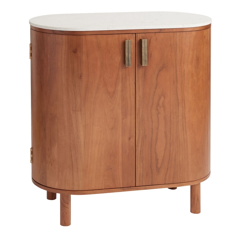 Bar Cabinet in Warm Chestnut Finish with Oval Silhouette
