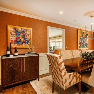 Bar Cabinet showing Flame Veneer and Transitional Styling