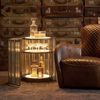 Bar Cabinet with Cylindrical Form and Frosted Accordion Glass