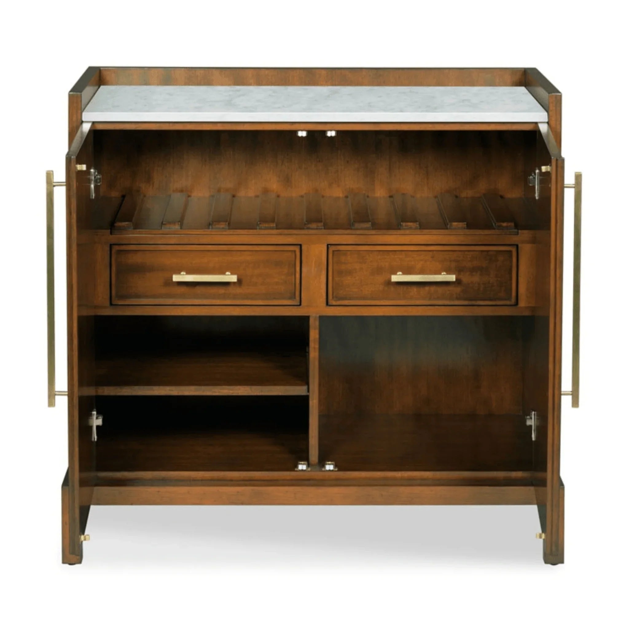 Bar Cabinet with Marble Top and Side Mounted Handles
