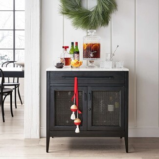 Bar Cabinet with Metal Mesh Doors and Compact Silhouette