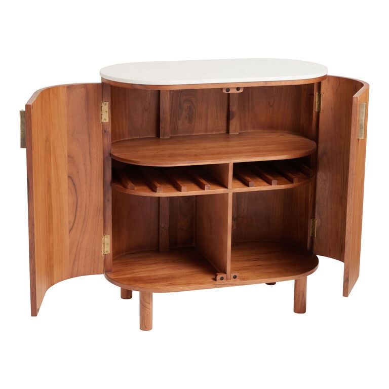 Bar Cabinet with Oval Silhouette and Curved Internal Doors