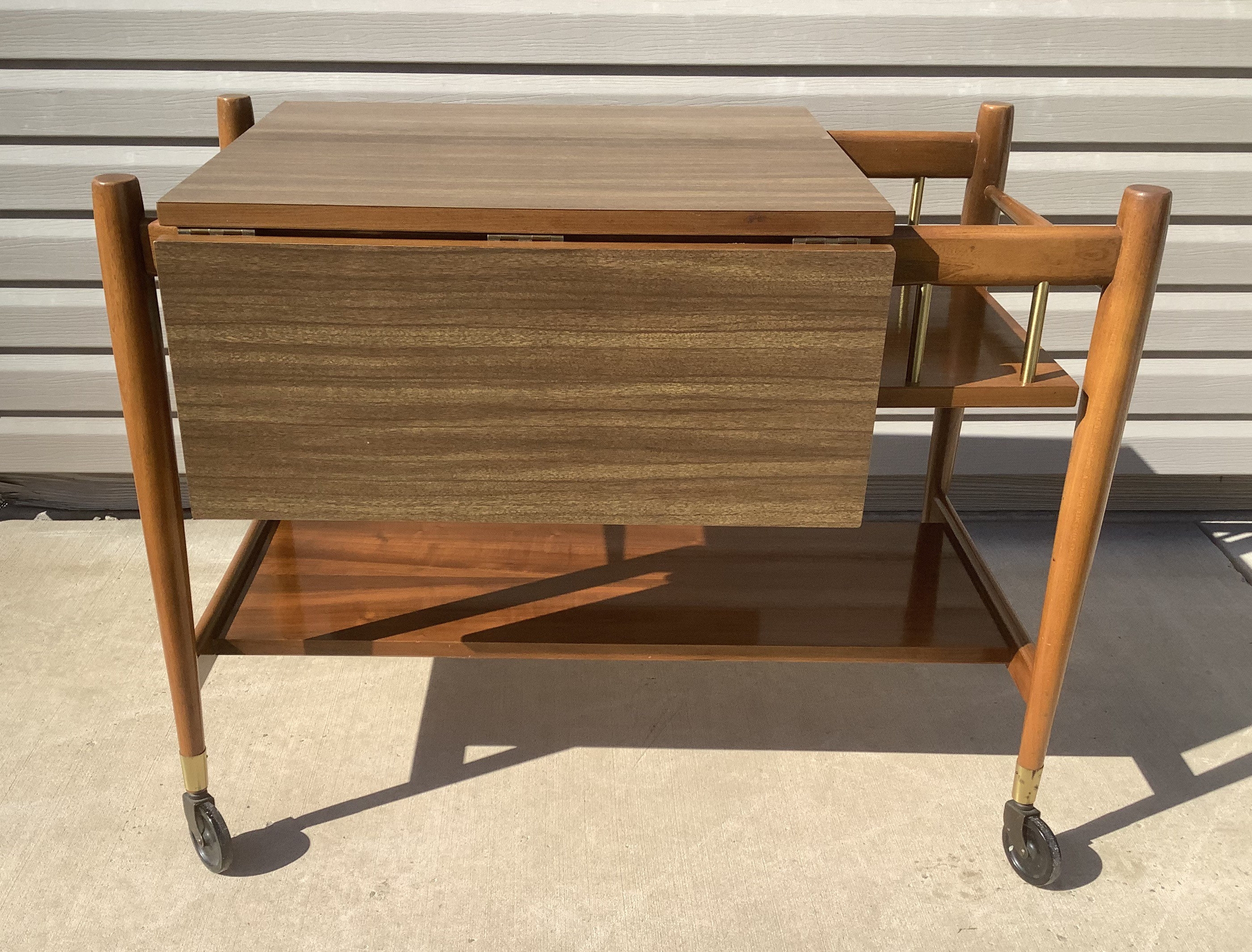 Bar Cart Drop Leaf Top Walnut Tone Drop Leaf Serving Trolley
