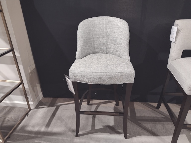 Bar Stool Curved Solid Back Light Gray Weave Stool
