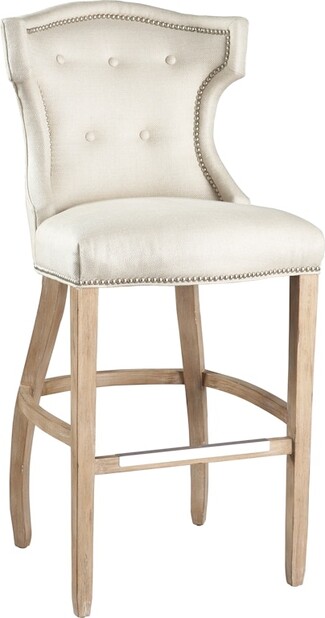 Bar Stool French Country Wingback Button Tufted Rail