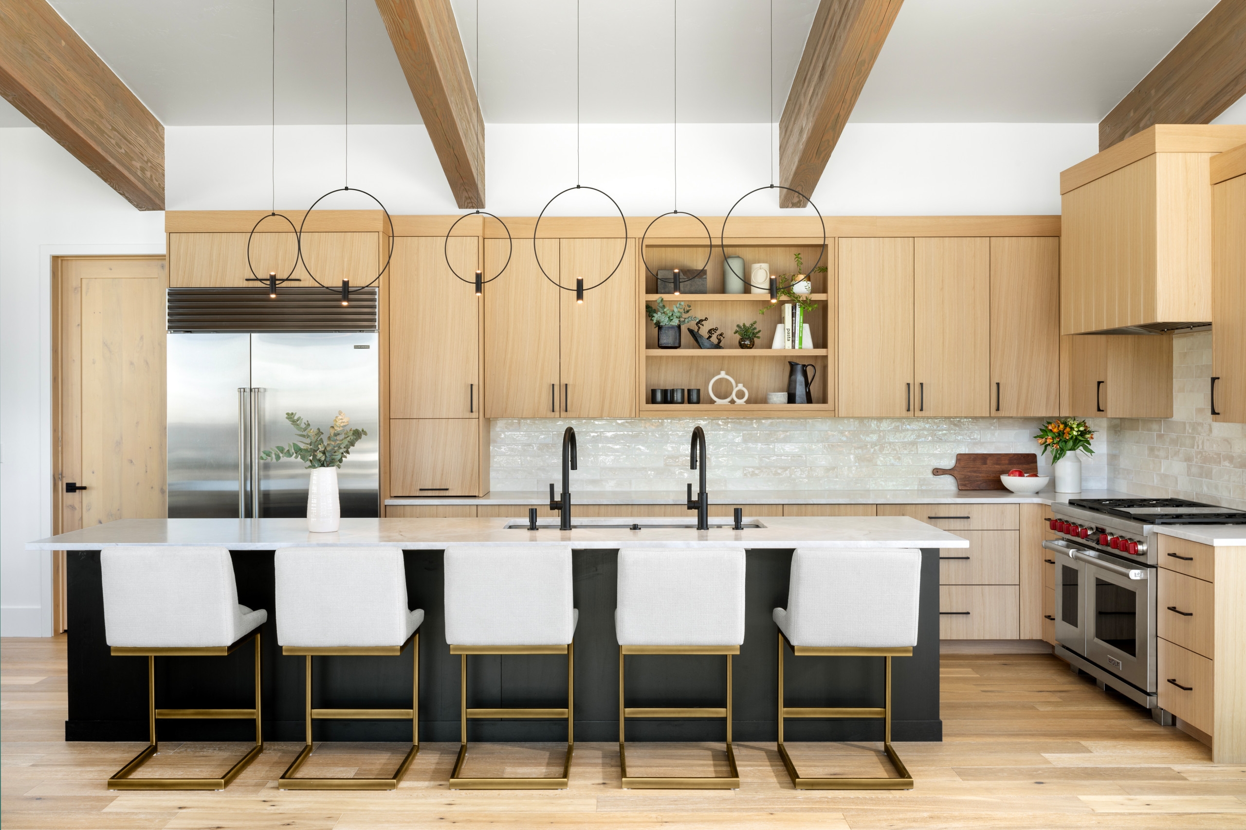 Bar Stool: Gold Sled Base Black Island With Stools