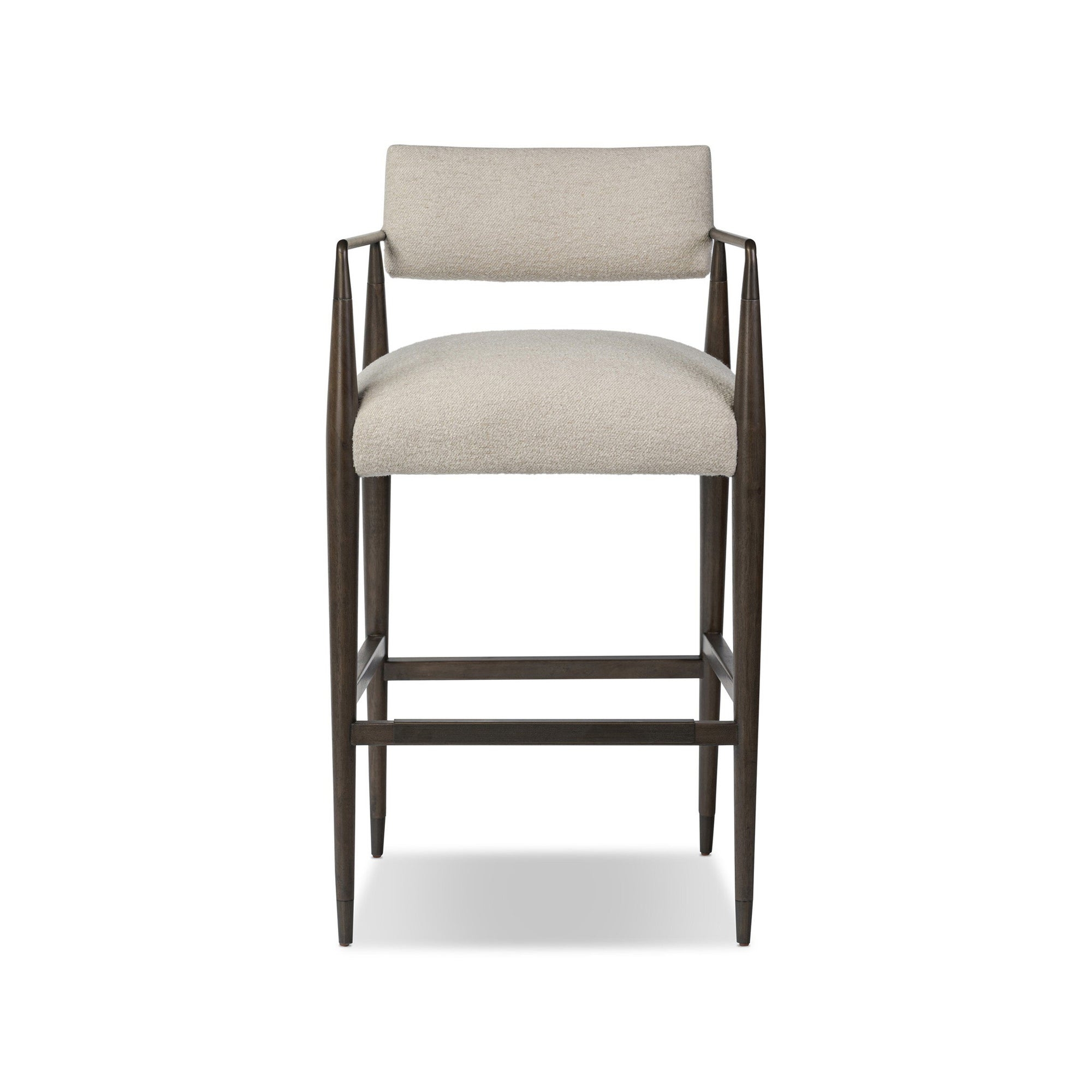 Bar Stool Oatmeal Textured Fabric Integrated Arms
