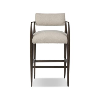 Bar Stool Oatmeal Textured Fabric Integrated Arms