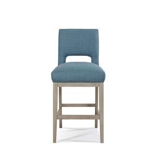 Bar Stool Slate Blue Open Back Cutout Weathered Wood