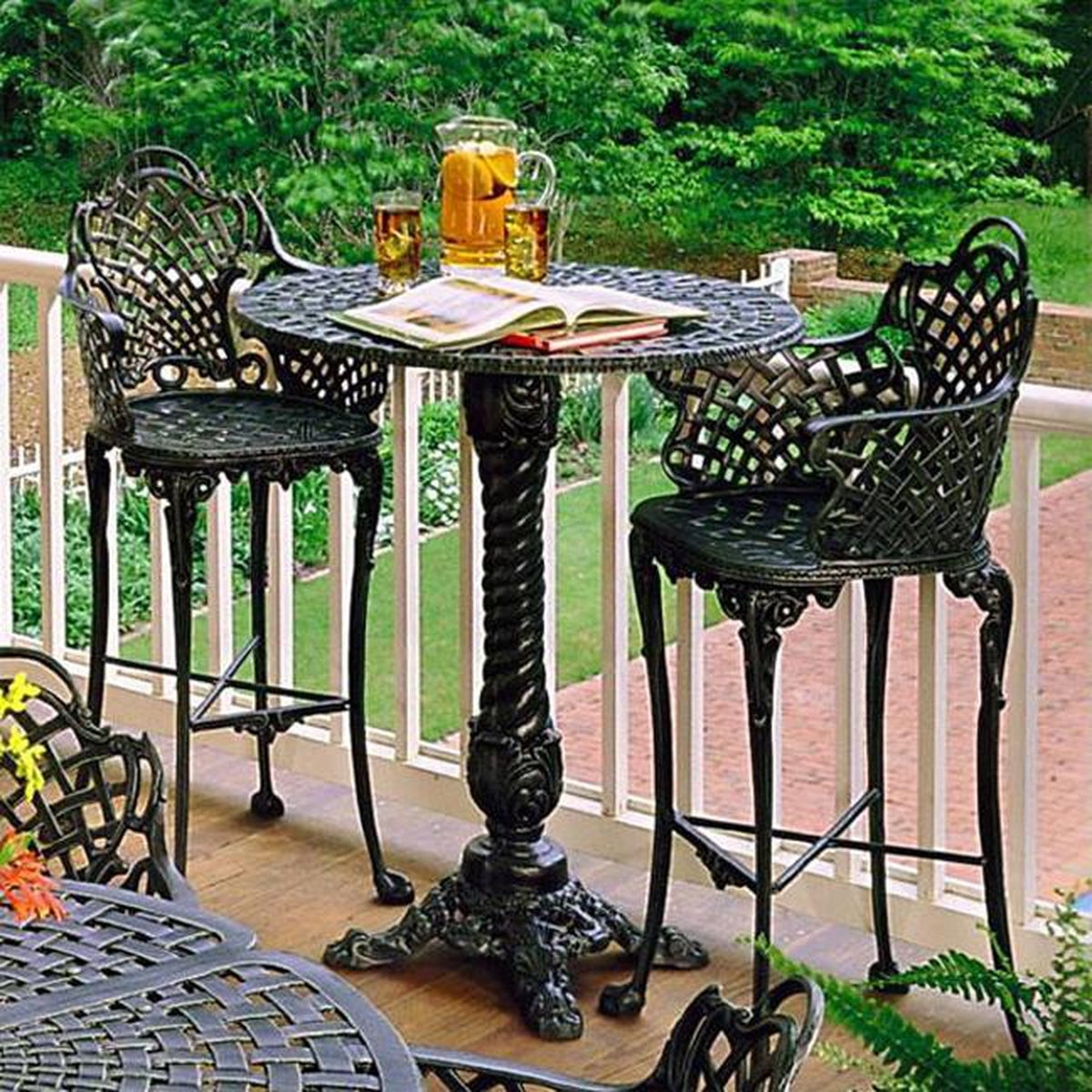 Bar Stool with Basketweave Pattern and Twisted Column Base