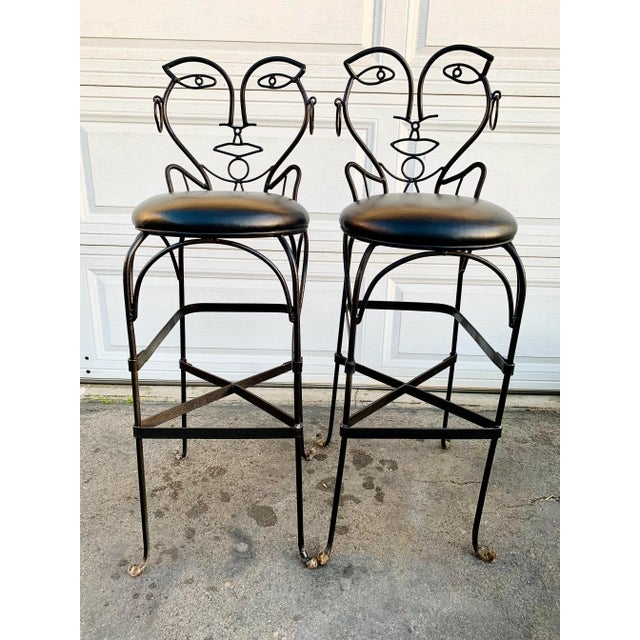 Bar Stool with Face Backrest and Hoop Earring Wirework