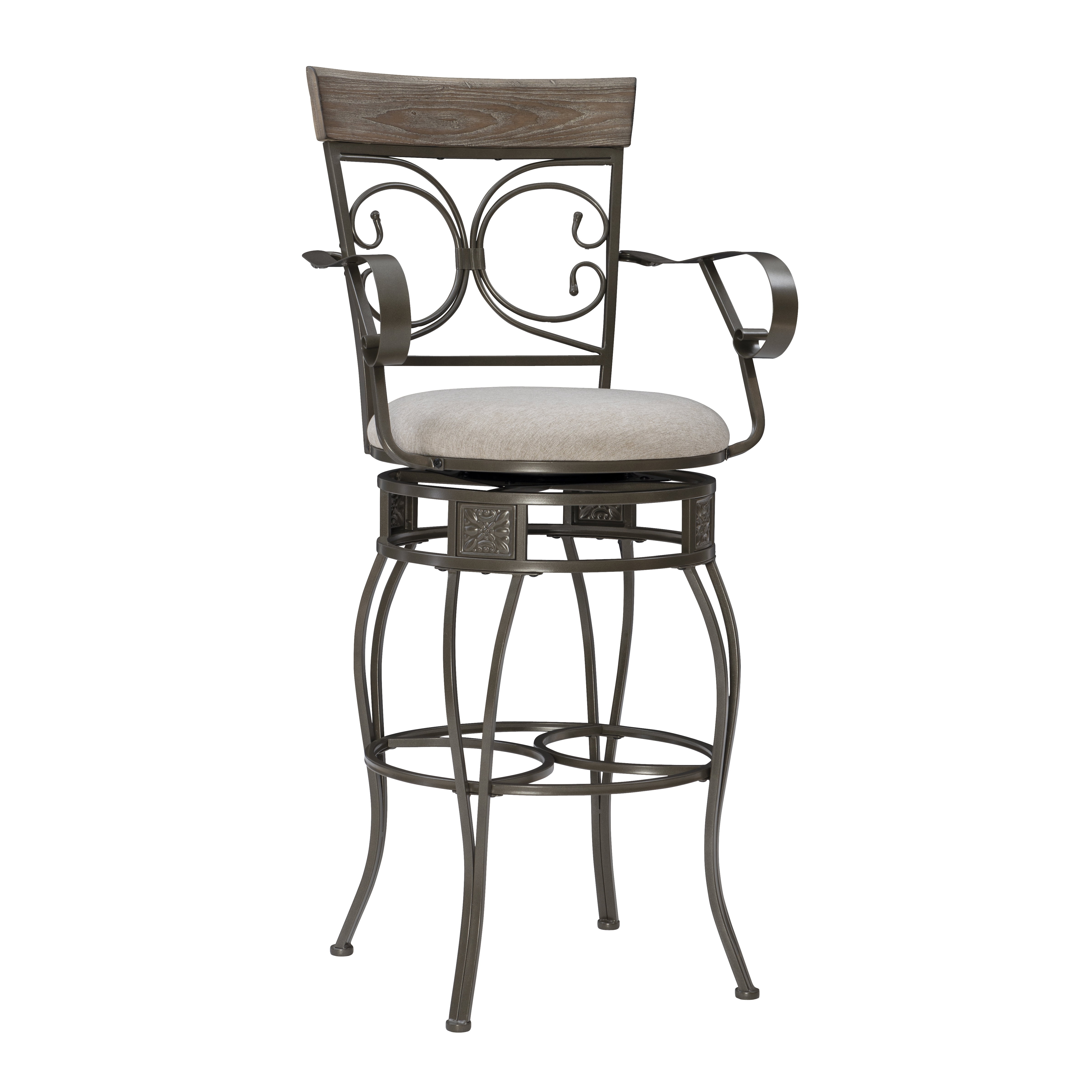 Bar Stool with Graywash Wood Rail and Big and Tall Frame