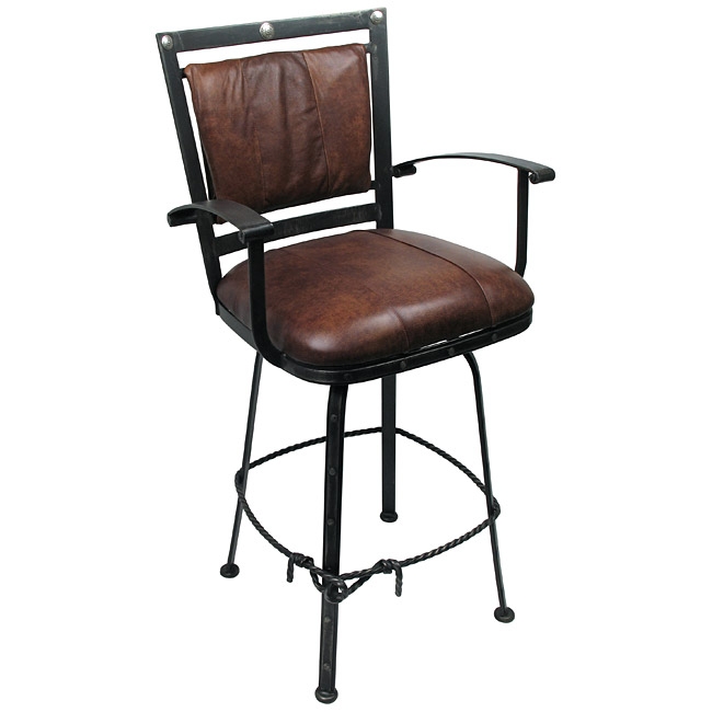 Bar Stool with Lariat Footrest and Decorative Concho Back