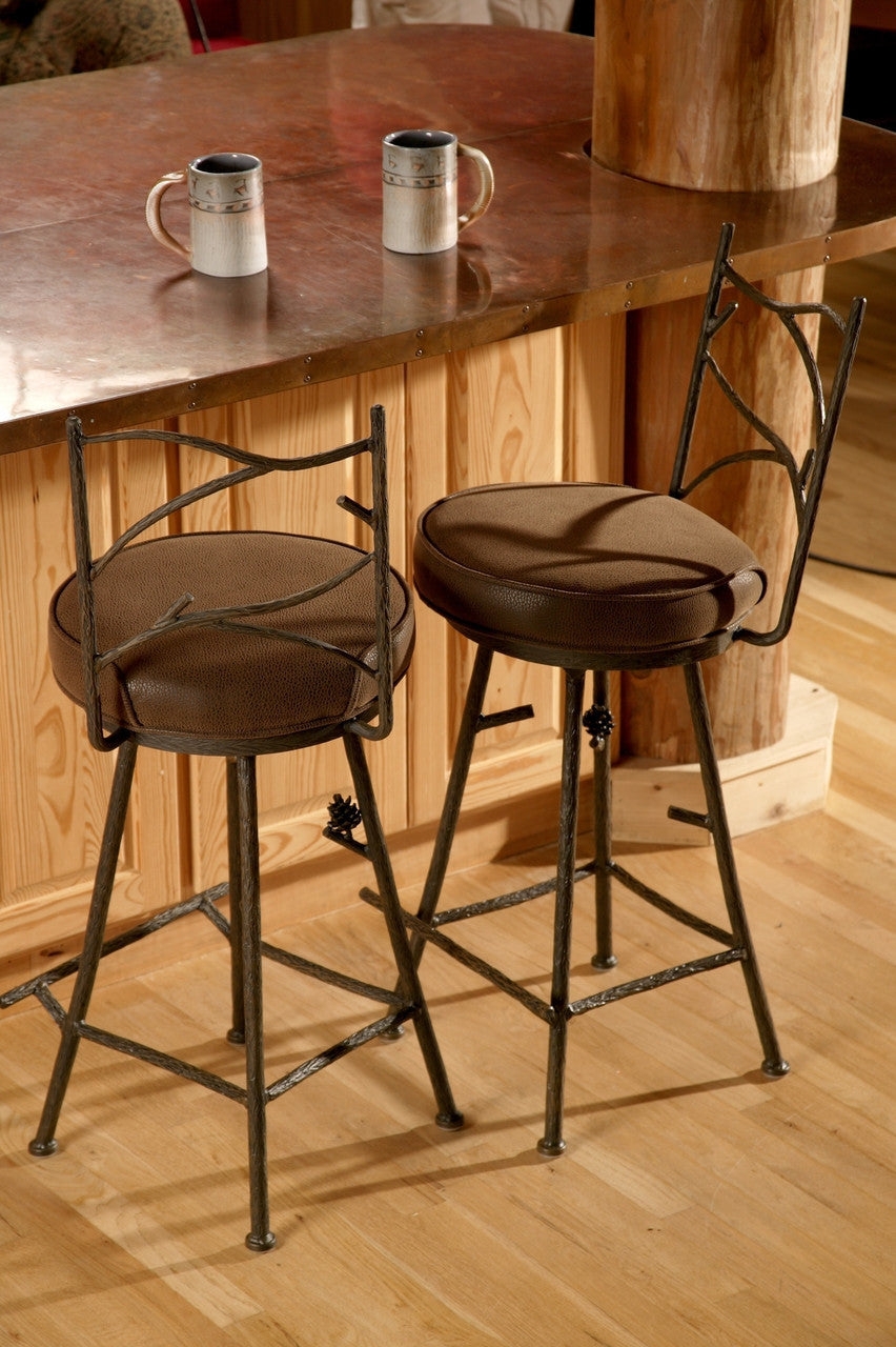 Bar Stool with Pinecone Accent and Branch Design Frame